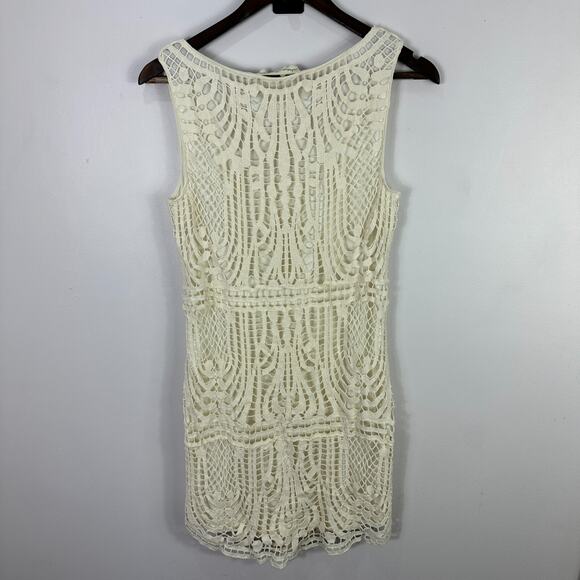 Staring At Stars Mini Dress Womens 6 Ivory Lace Overlay Sleeveless Boho Party - Picture 3 of 6
